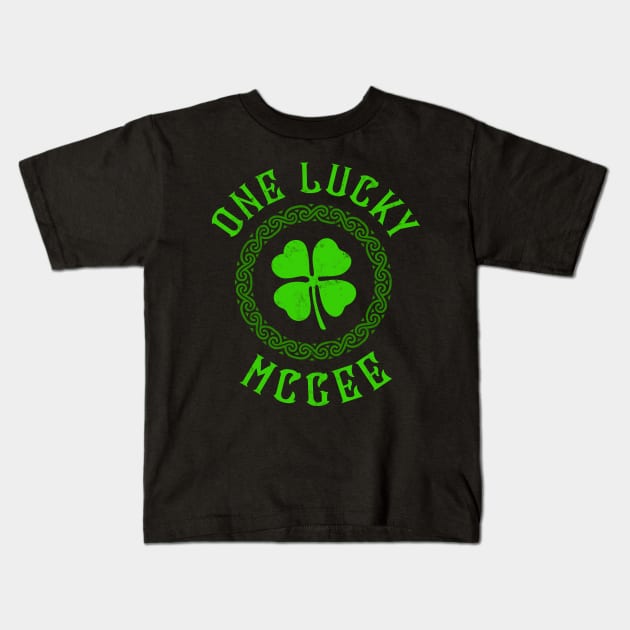 One Lucky McGee Irish Family Four Leaf Clover Kids T-Shirt by Celtic Folk
